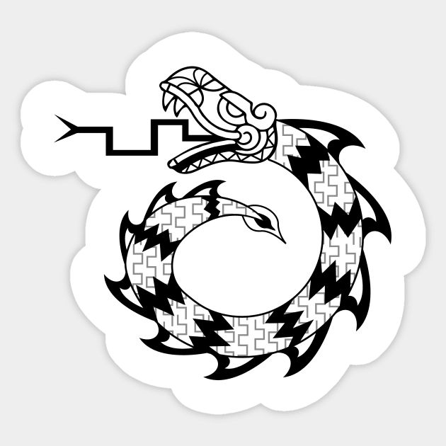 Mexican Snake Dragon Design Black Sticker by JDP Designs